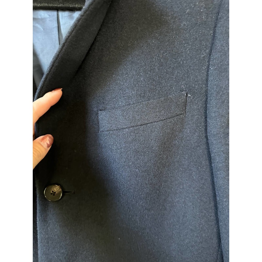 TNGT Today 'N Going On Tomorrow Mens Chester Wool Blend Long Navy Coat - Picture 4 of 9
